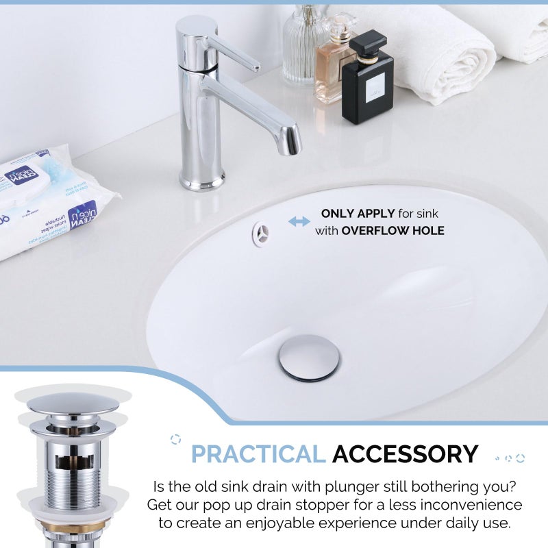 Angle Simple Bathroom Sink Drain, Angle Simple Brass Pop Up Drain Stopper, Vessel Sink Drain with Overflow, Lavatory Vanity Sink Drain Stoppers Chrome - Image 3